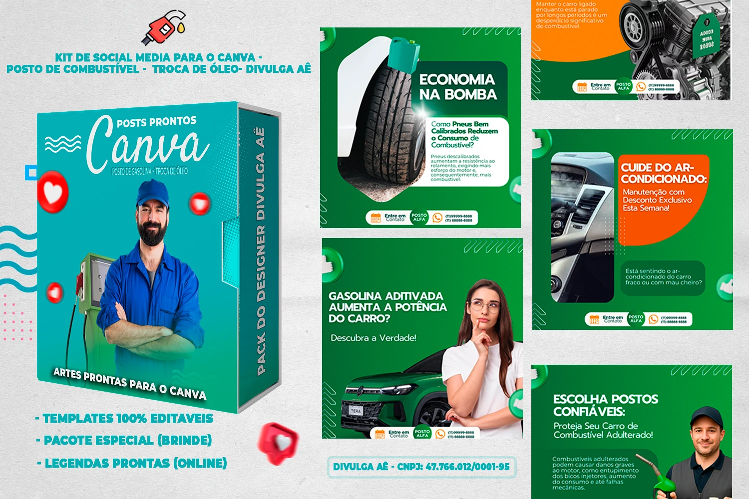 Mega Pack de Posts Prontos - Posto de Combustível - Troca de óleo + Legendas para o Canva - Imagem 28