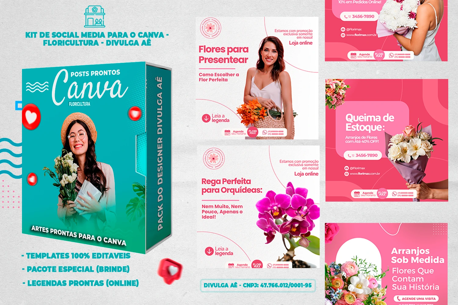 Pack De Posts Prontos para o Canva - Floricultura com Legendas - Imagem 13