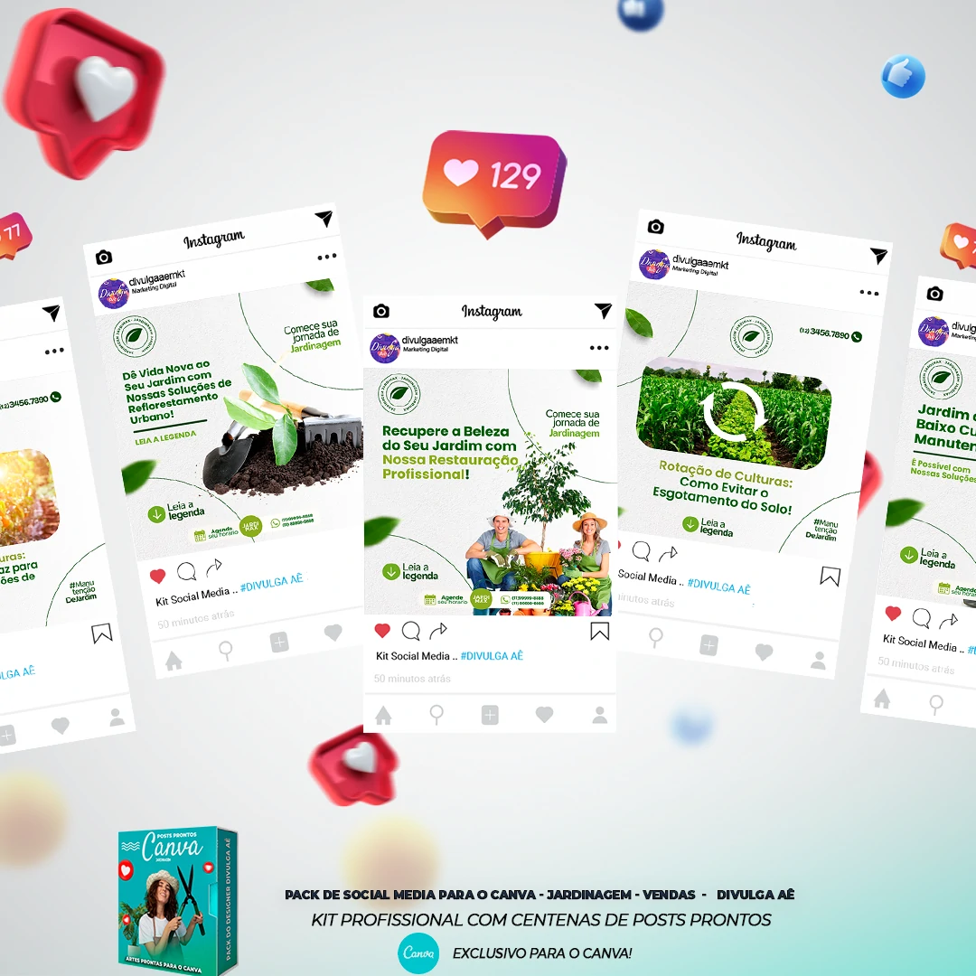 Pack De Posts Prontos para o Canva - Empresas de Jardinagem com Legendas - Imagem 14