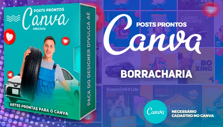 Pack De Posts Prontos para o Canva - Borracharias com Legendas Prontas