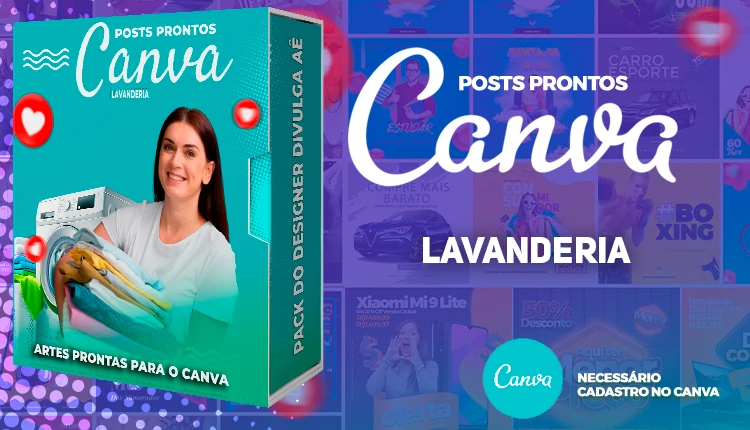 Pack De Posts Prontos para o Canva - Lavanderia com Legendas Prontas