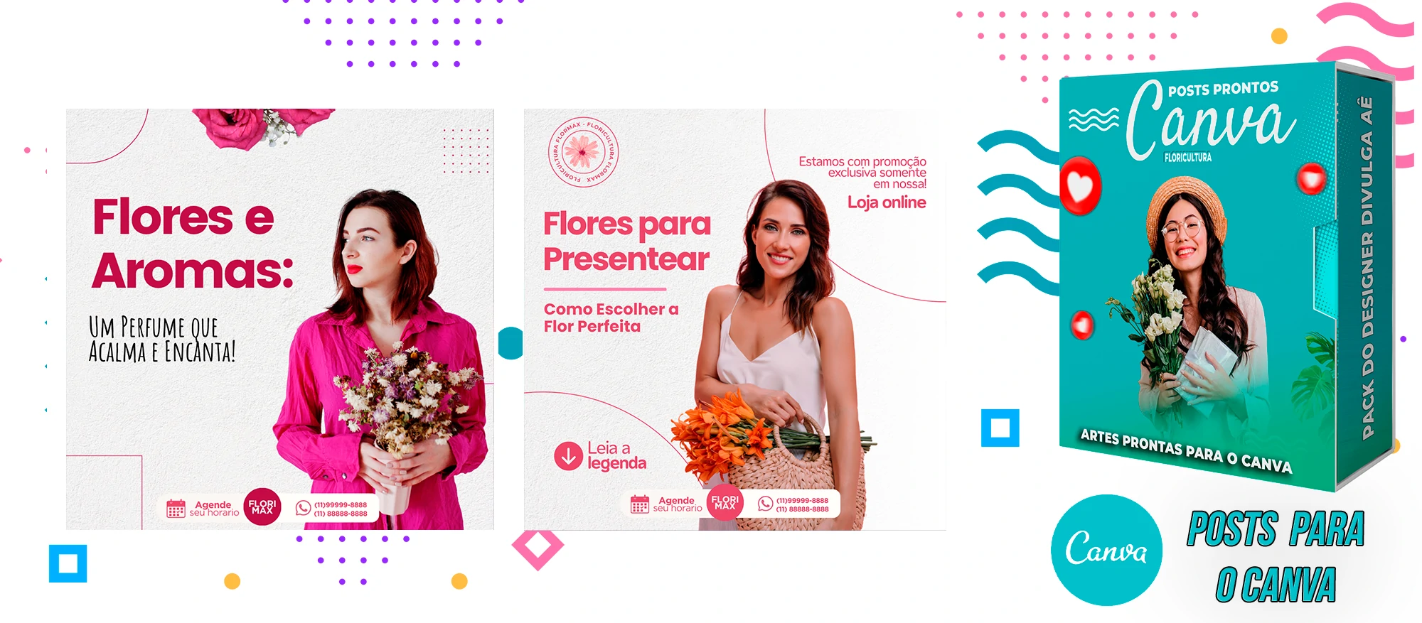 Pack De Posts Prontos para o Canva - Floricultura com Legendas - Imagem 3