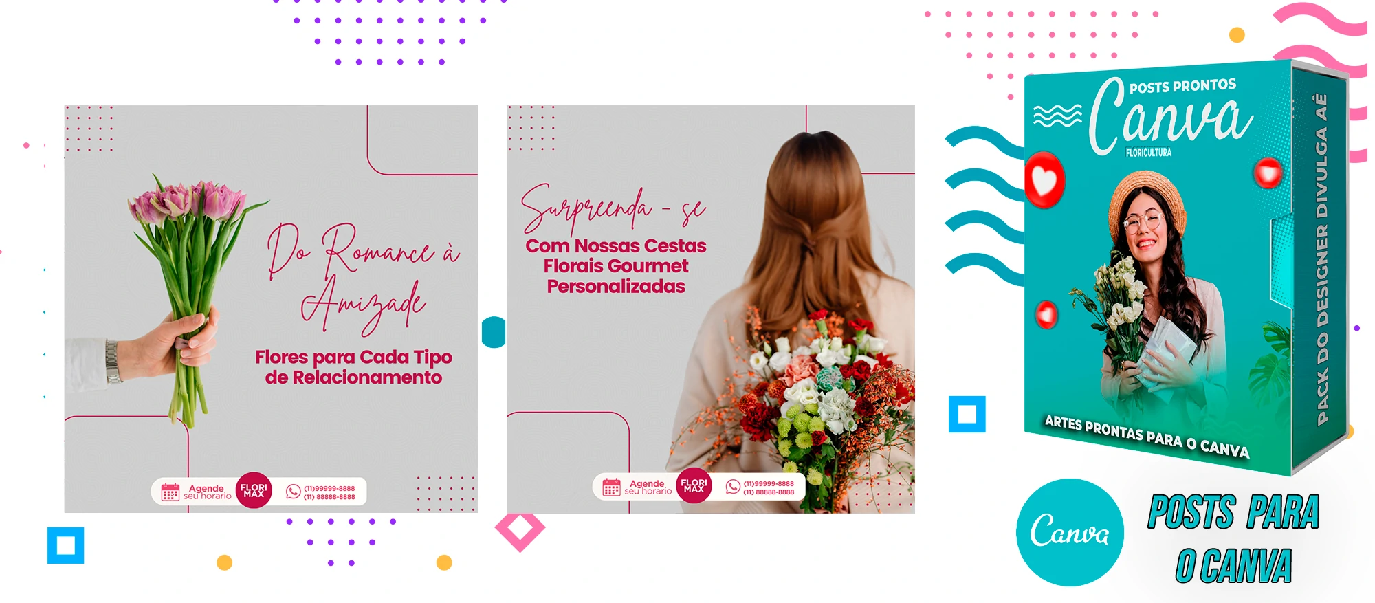 Pack De Posts Prontos para o Canva - Floricultura com Legendas - Imagem 4