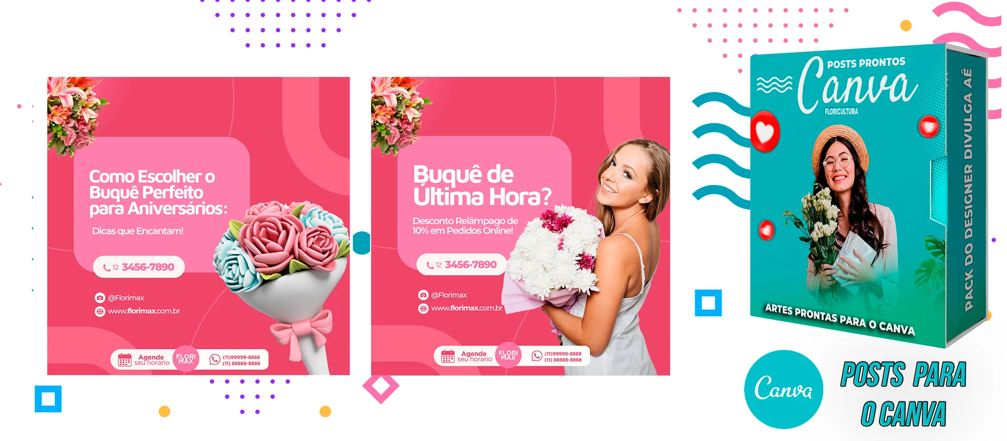 Pack De Posts Prontos para o Canva - Floricultura com Legendas - Imagem 2