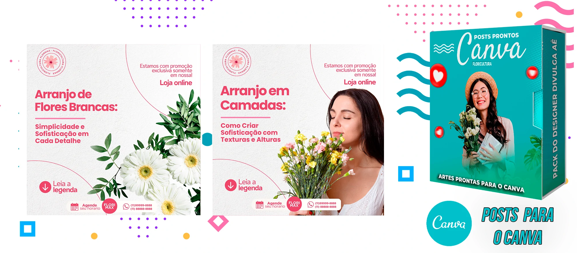 Pack De Posts Prontos para o Canva - Floricultura com Legendas - Imagem 6