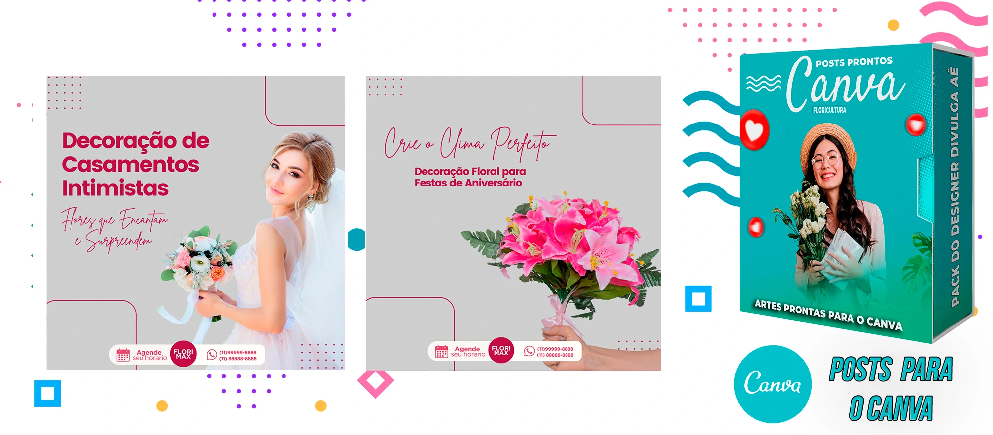 Pack De Posts Prontos para o Canva - Floricultura com Legendas - Imagem 10
