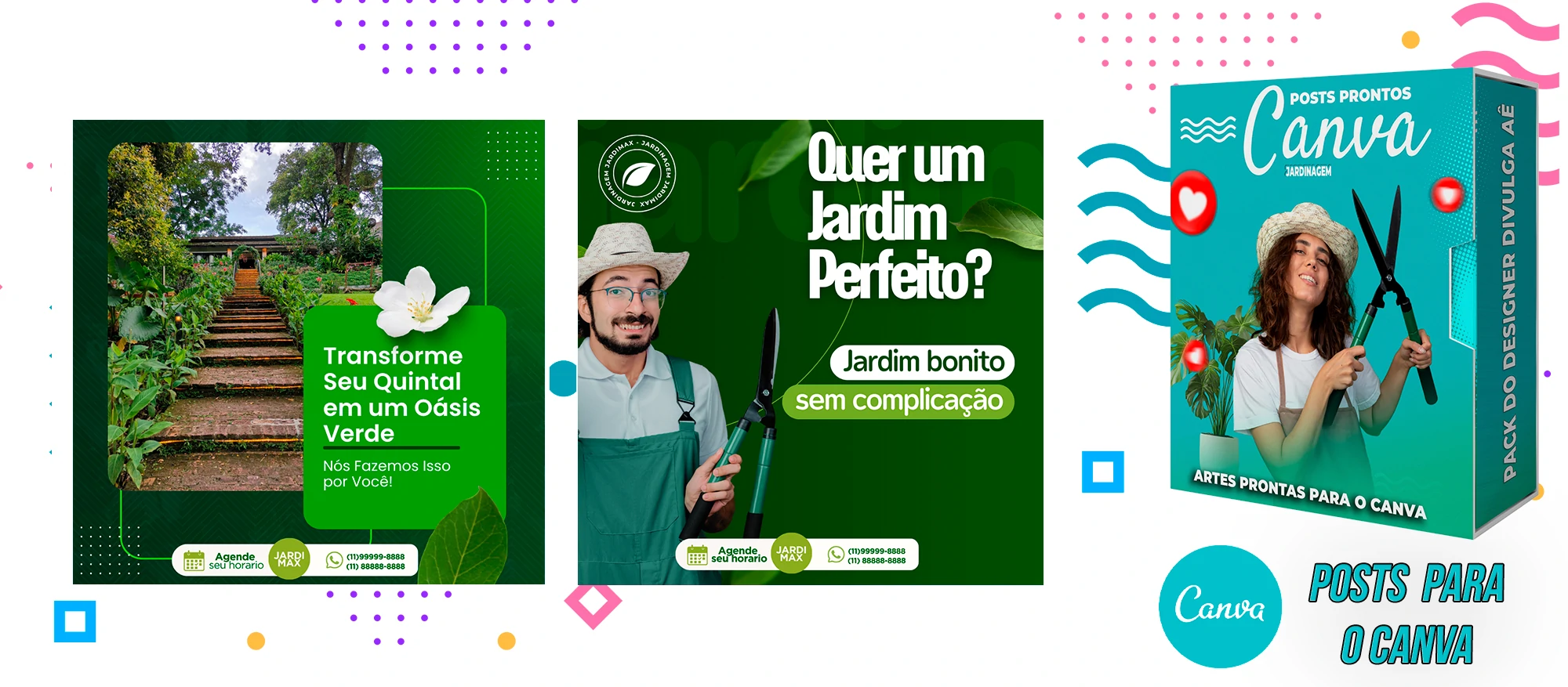 Pack De Posts Prontos para o Canva - Empresas de Jardinagem com Legendas - Imagem 3