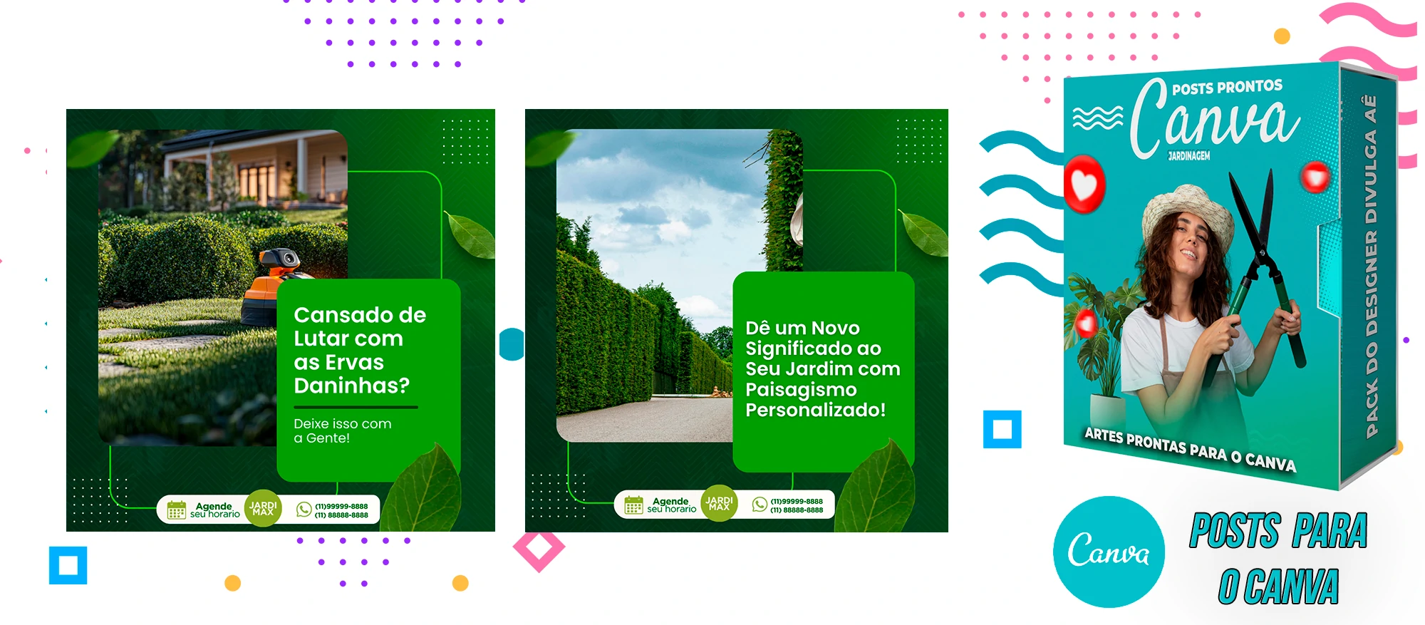 Pack De Posts Prontos para o Canva - Empresas de Jardinagem com Legendas - Imagem 5