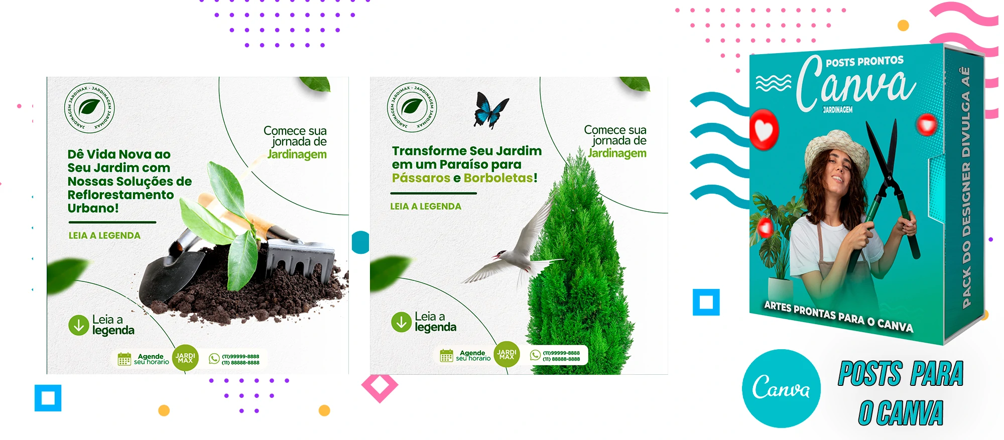 Pack De Posts Prontos para o Canva - Empresas de Jardinagem com Legendas - Imagem 4