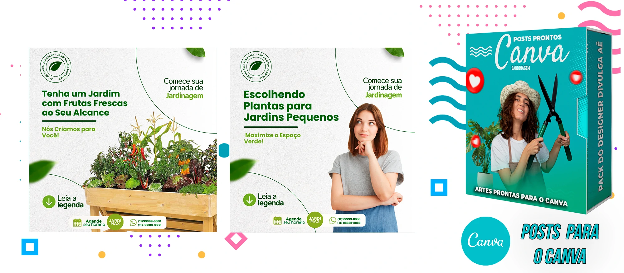 Pack De Posts Prontos para o Canva - Empresas de Jardinagem com Legendas - Imagem 2