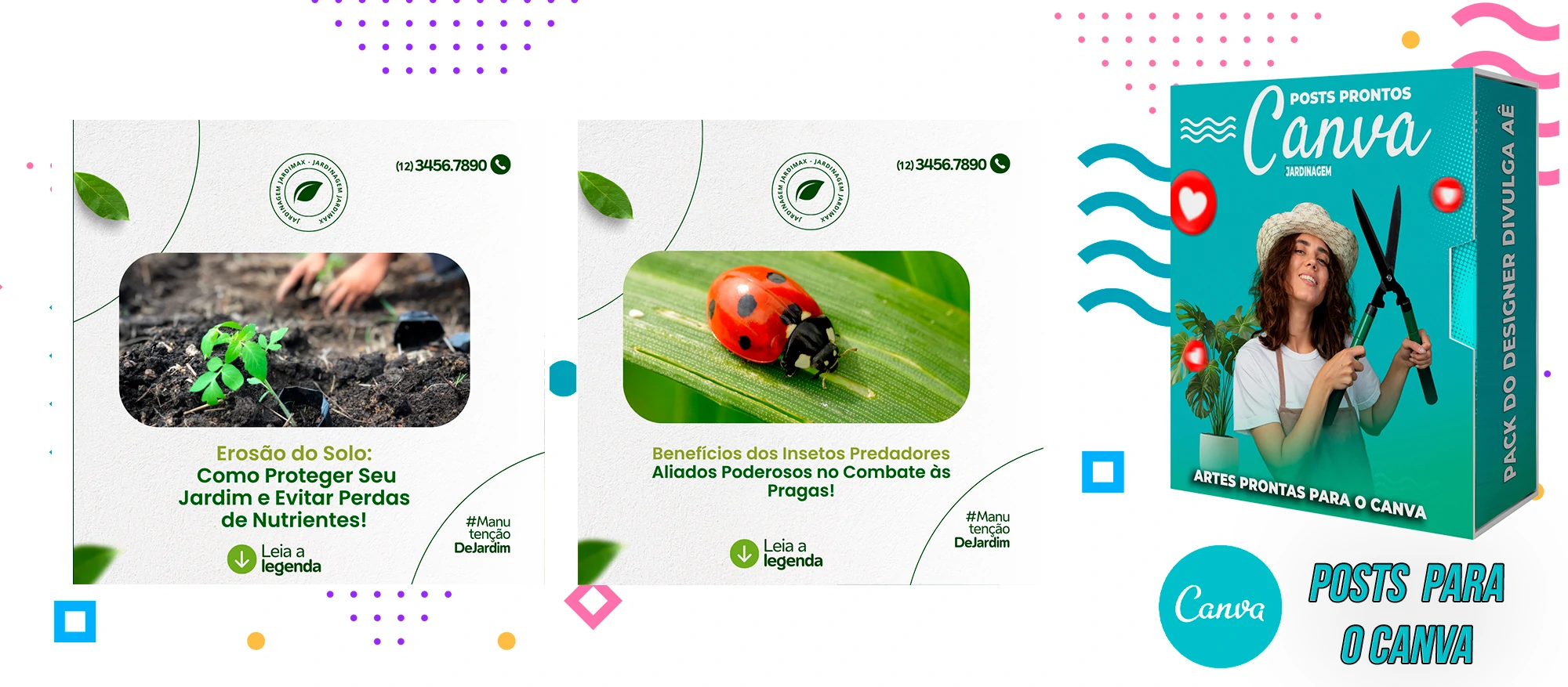 Pack De Posts Prontos para o Canva - Empresas de Jardinagem com Legendas - Imagem 6