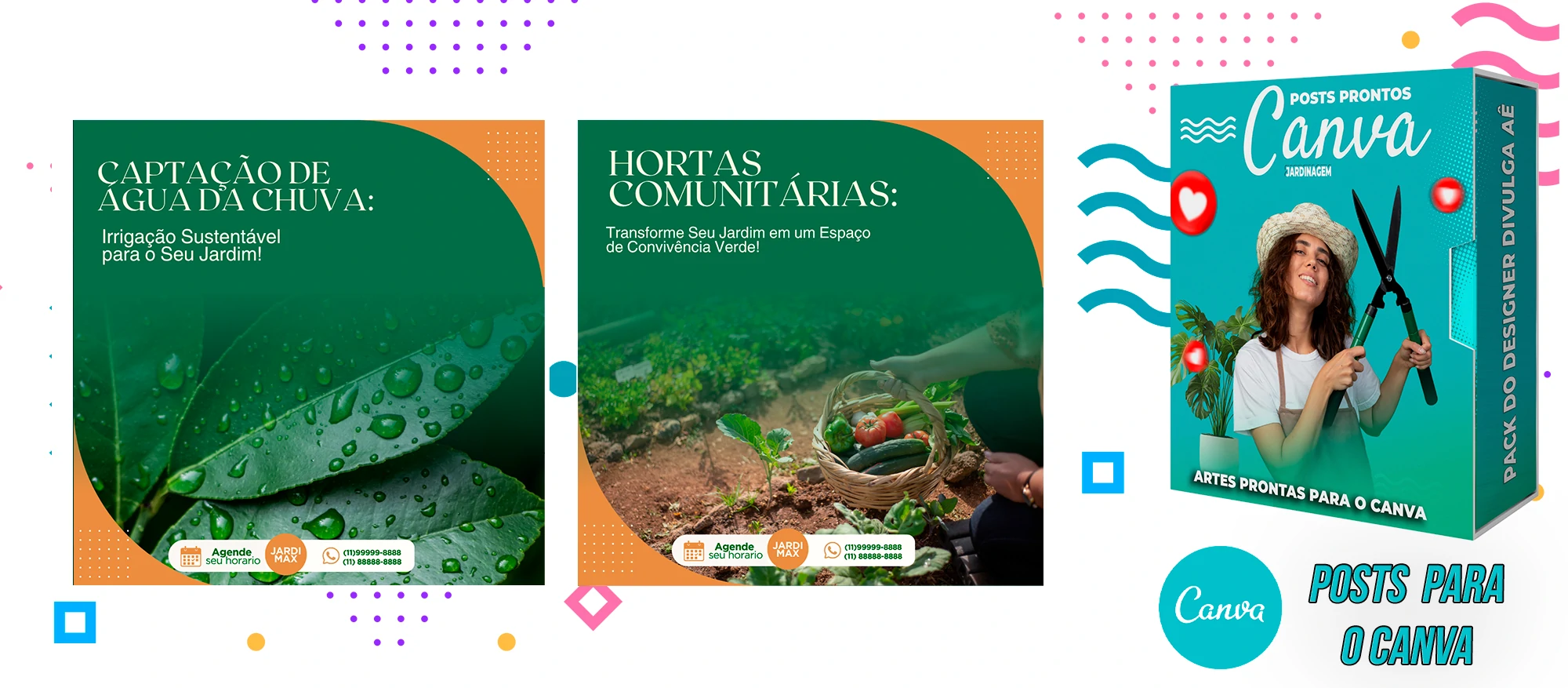 Pack De Posts Prontos para o Canva - Empresas de Jardinagem com Legendas - Imagem 7