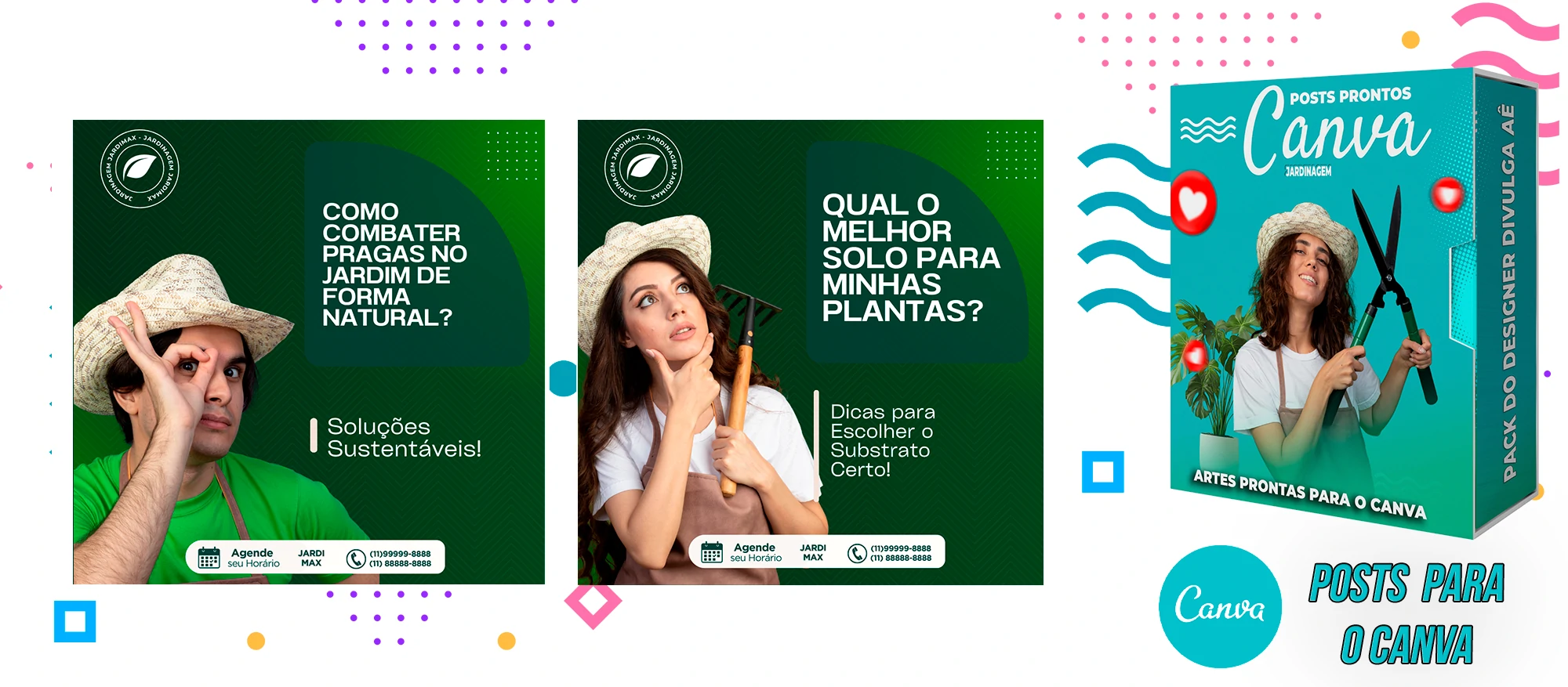 Pack De Posts Prontos para o Canva - Empresas de Jardinagem com Legendas - Imagem 11