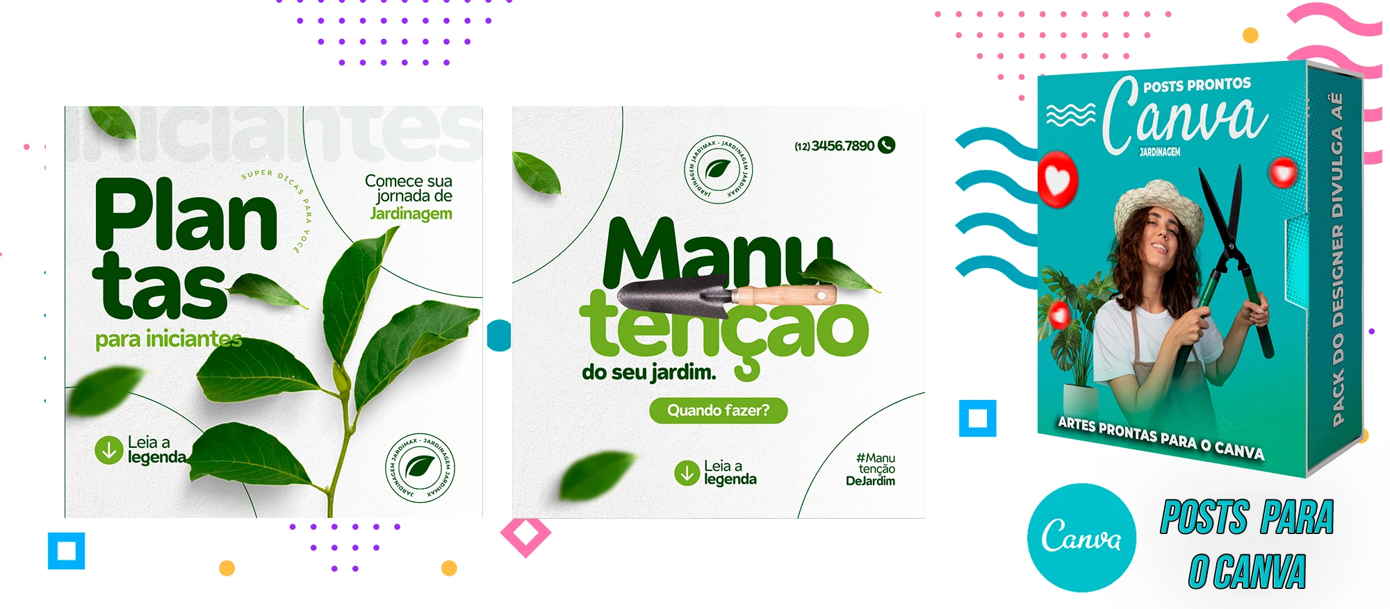 Pack De Posts Prontos para o Canva - Empresas de Jardinagem com Legendas - Imagem 9