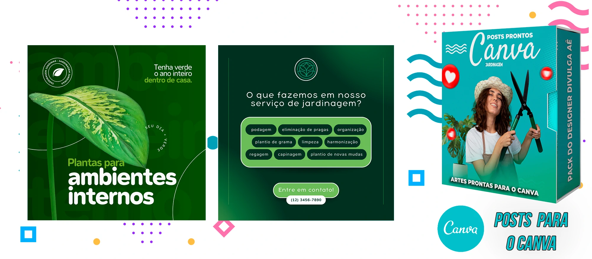 Pack De Posts Prontos para o Canva - Empresas de Jardinagem com Legendas - Imagem 12