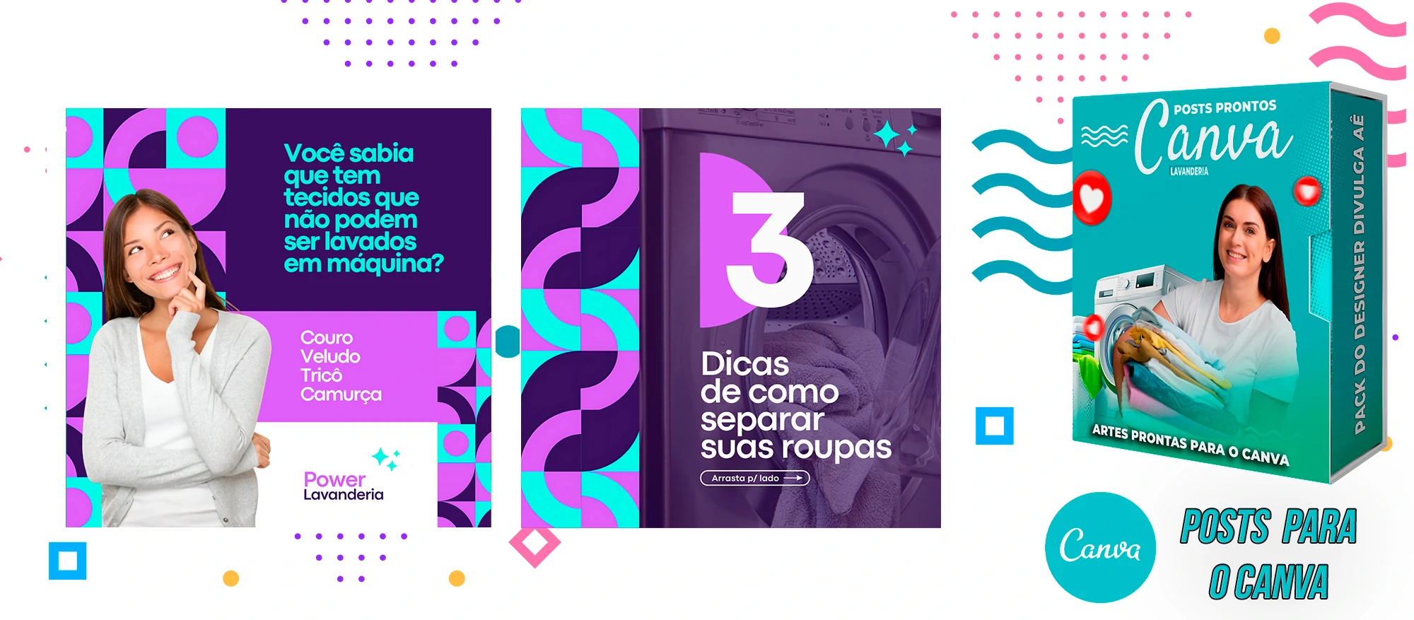 Pack De Posts Prontos para o Canva - Lavanderia com Legendas Prontas - Imagem 7