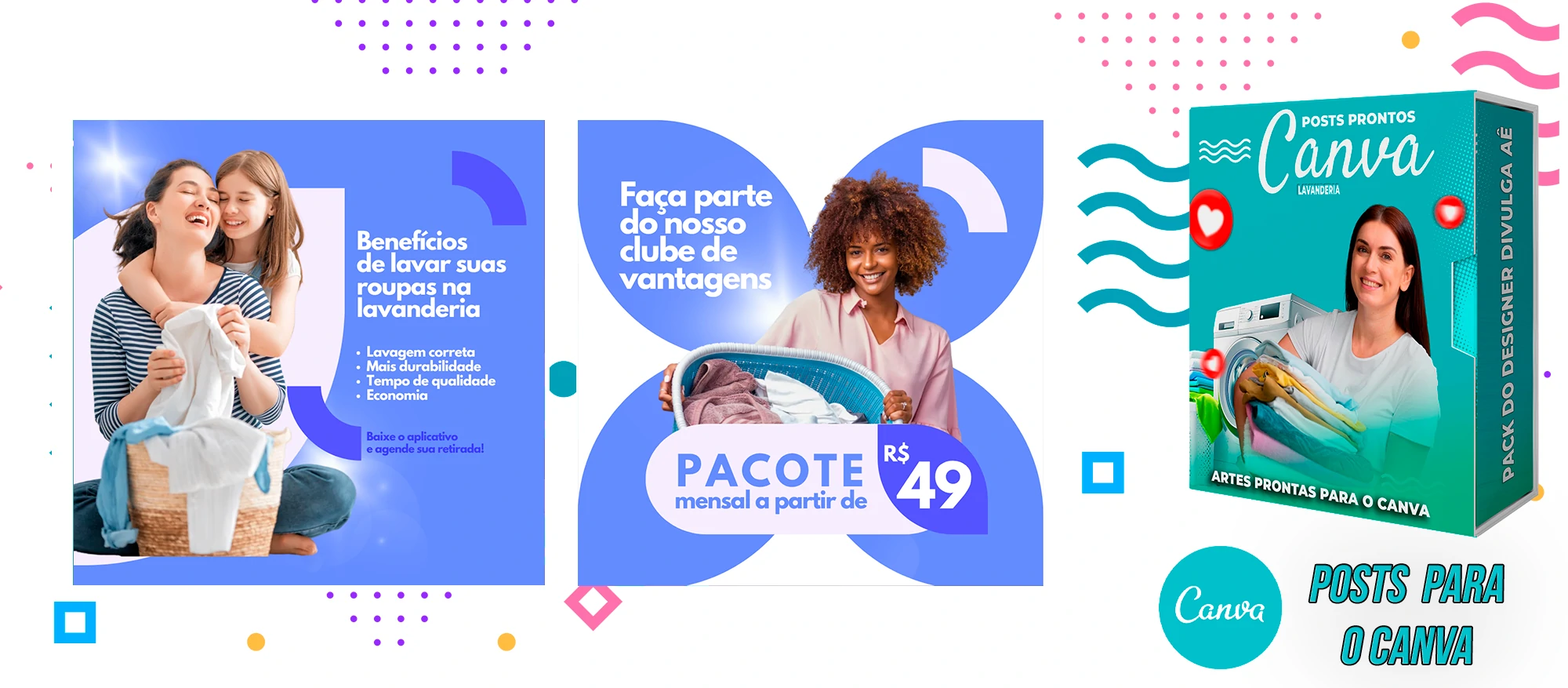 Pack De Posts Prontos para o Canva - Lavanderia com Legendas Prontas - Imagem 10