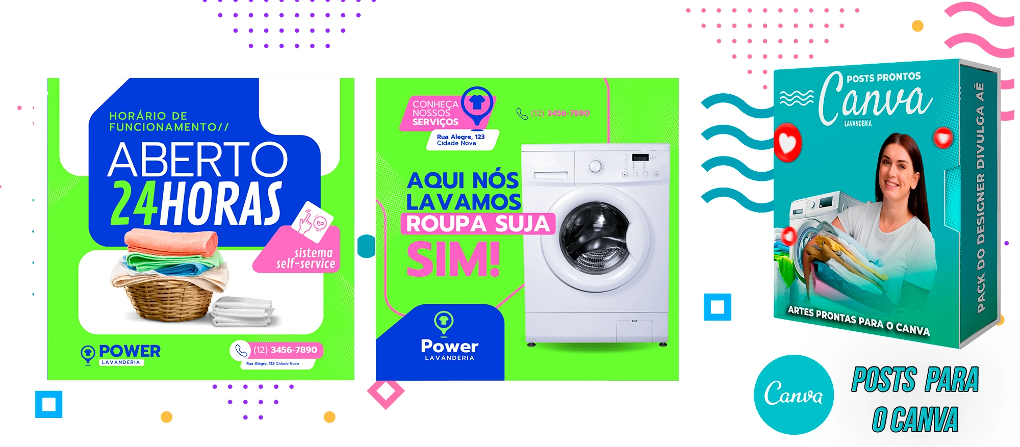 Pack De Posts Prontos para o Canva - Lavanderia com Legendas Prontas - Imagem 5