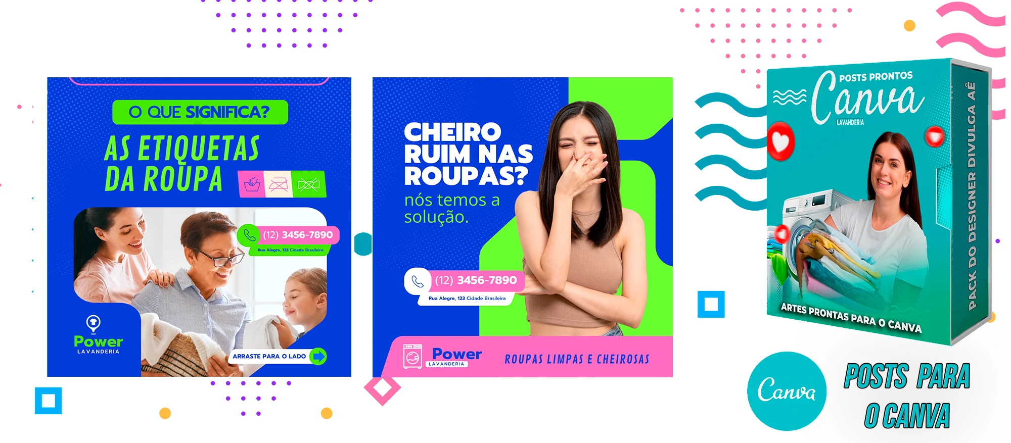 Pack De Posts Prontos para o Canva - Lavanderia com Legendas Prontas - Imagem 11