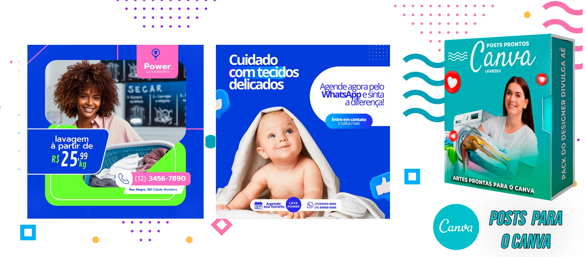 Pack De Posts Prontos para o Canva - Lavanderia com Legendas Prontas - Imagem 13