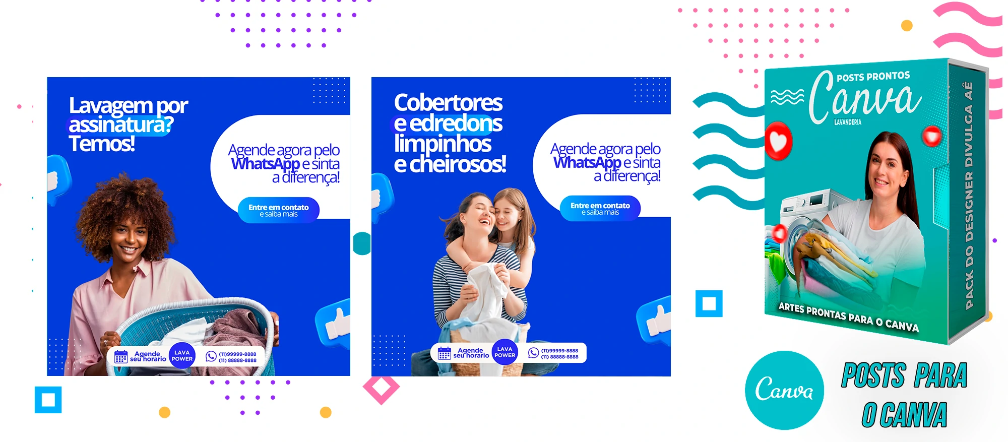 Pack De Posts Prontos para o Canva - Lavanderia com Legendas Prontas - Imagem 14