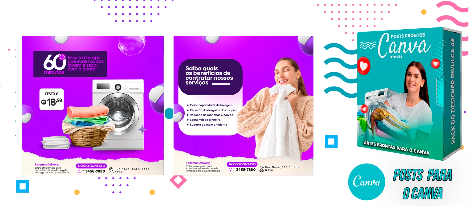 Pack De Posts Prontos para o Canva - Lavanderia com Legendas Prontas - Imagem 16