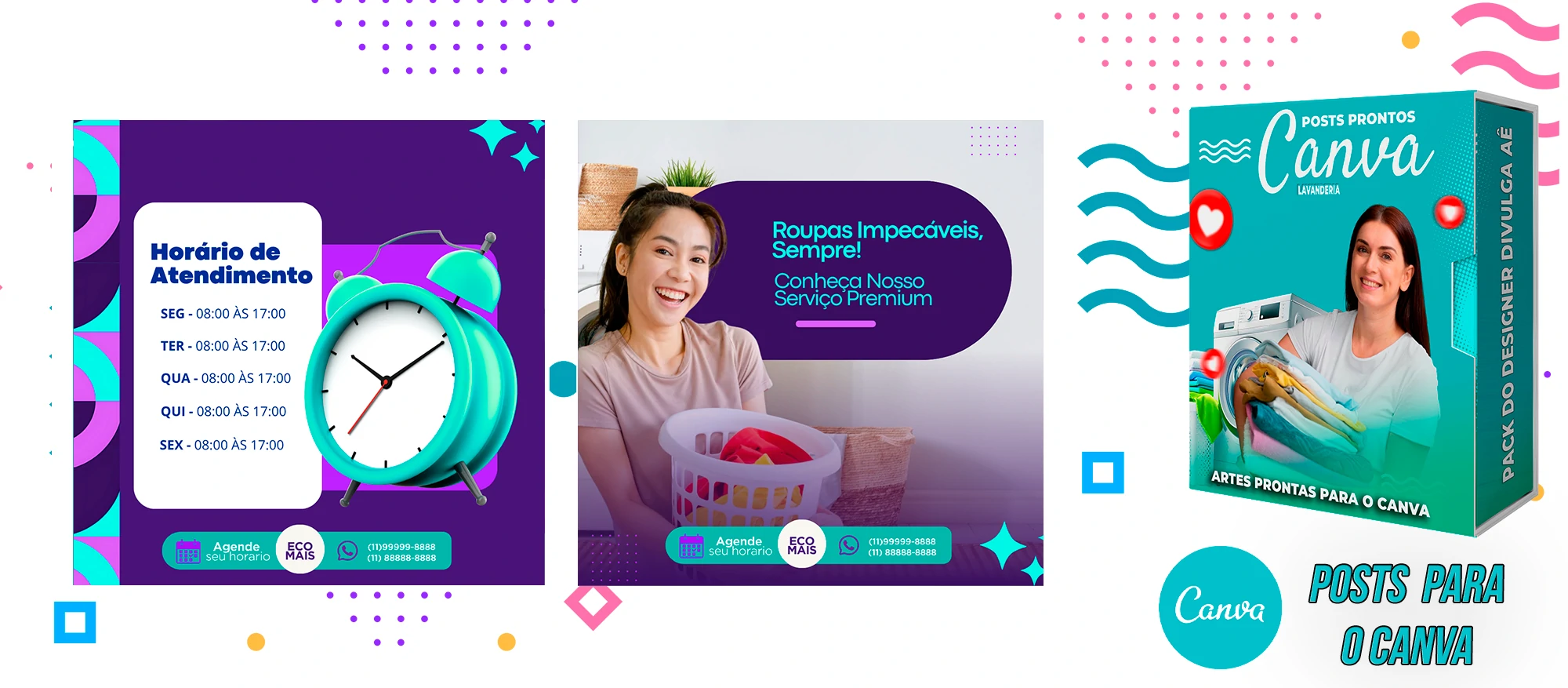 Pack De Posts Prontos para o Canva - Lavanderia com Legendas Prontas - Imagem 17