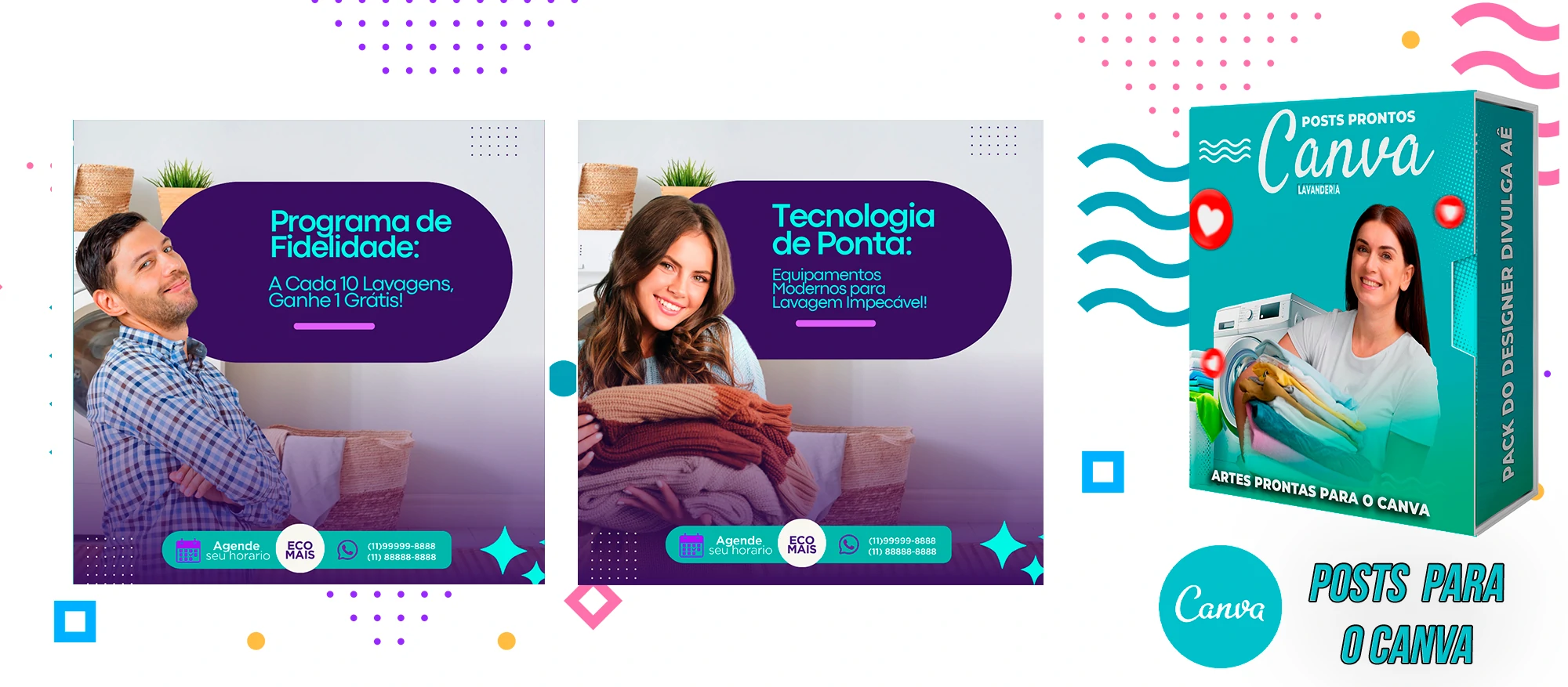 Pack De Posts Prontos para o Canva - Lavanderia com Legendas Prontas - Imagem 19