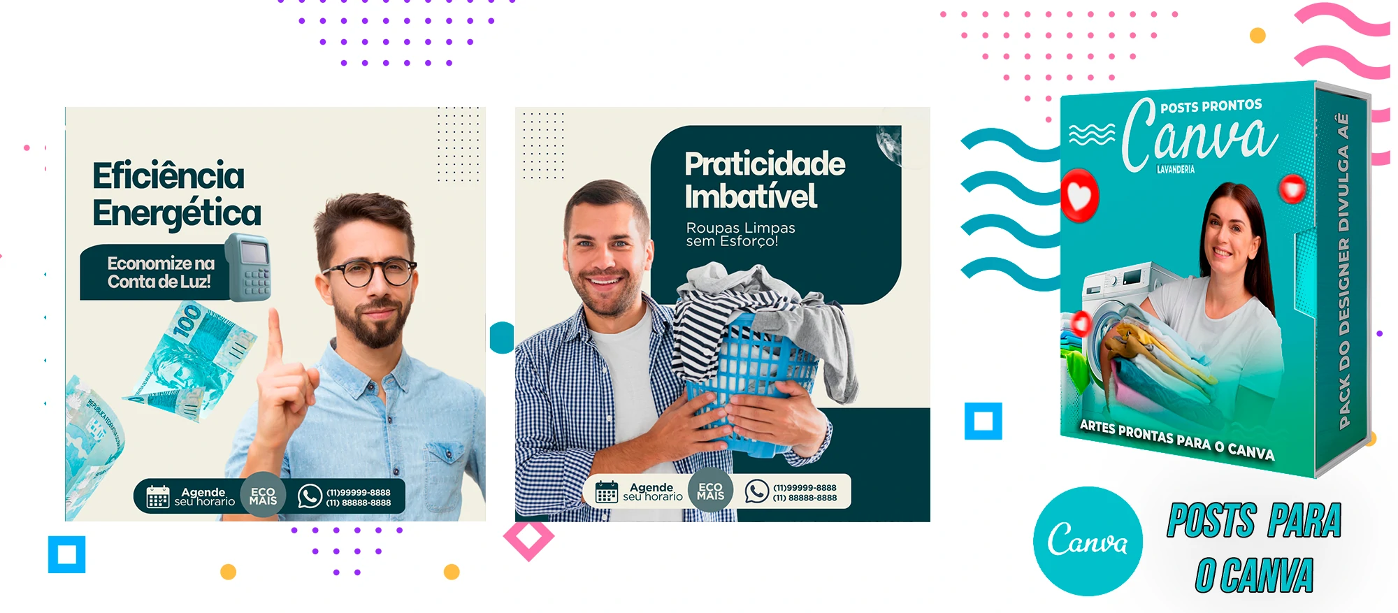 Pack De Posts Prontos para o Canva - Lavanderia com Legendas Prontas - Imagem 18