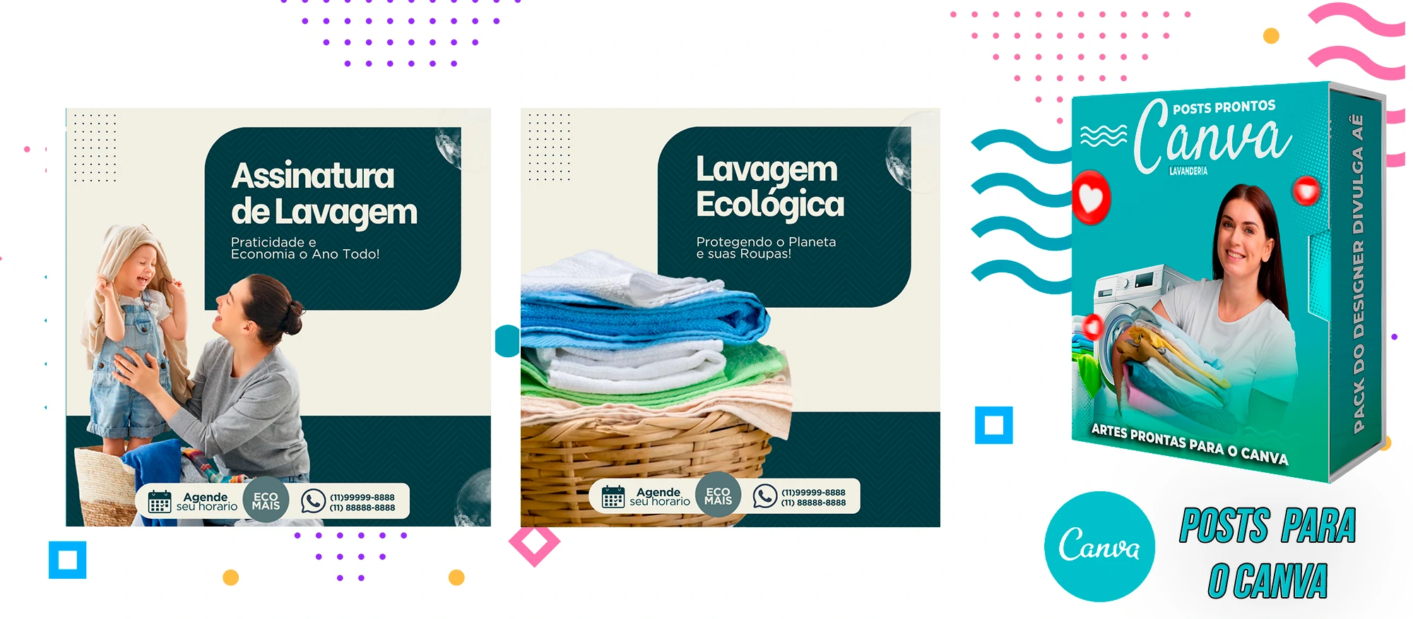 Pack De Posts Prontos para o Canva - Lavanderia com Legendas Prontas - Imagem 15