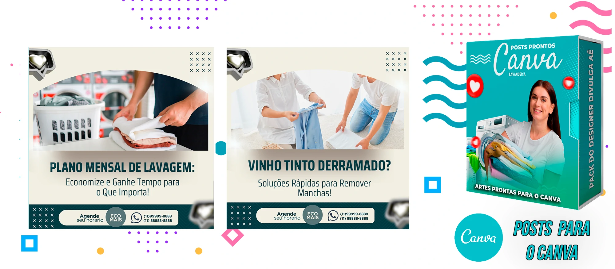 Pack De Posts Prontos para o Canva - Lavanderia com Legendas Prontas - Imagem 12