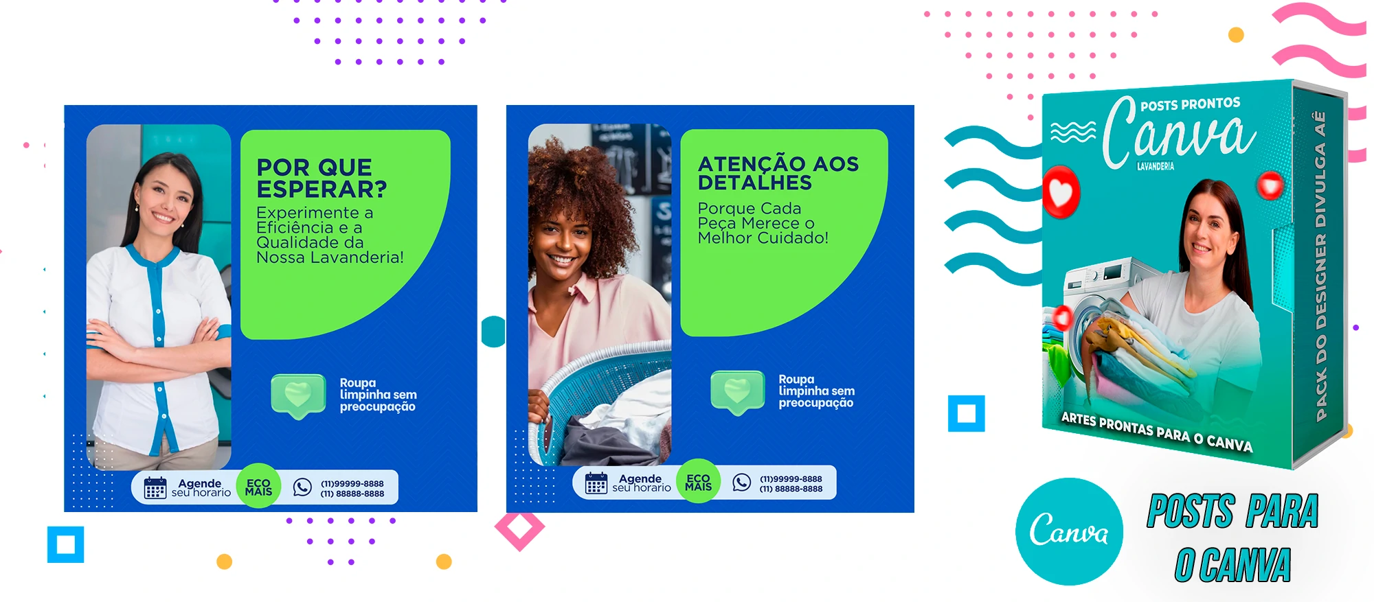 Pack De Posts Prontos para o Canva - Lavanderia com Legendas Prontas - Imagem 20