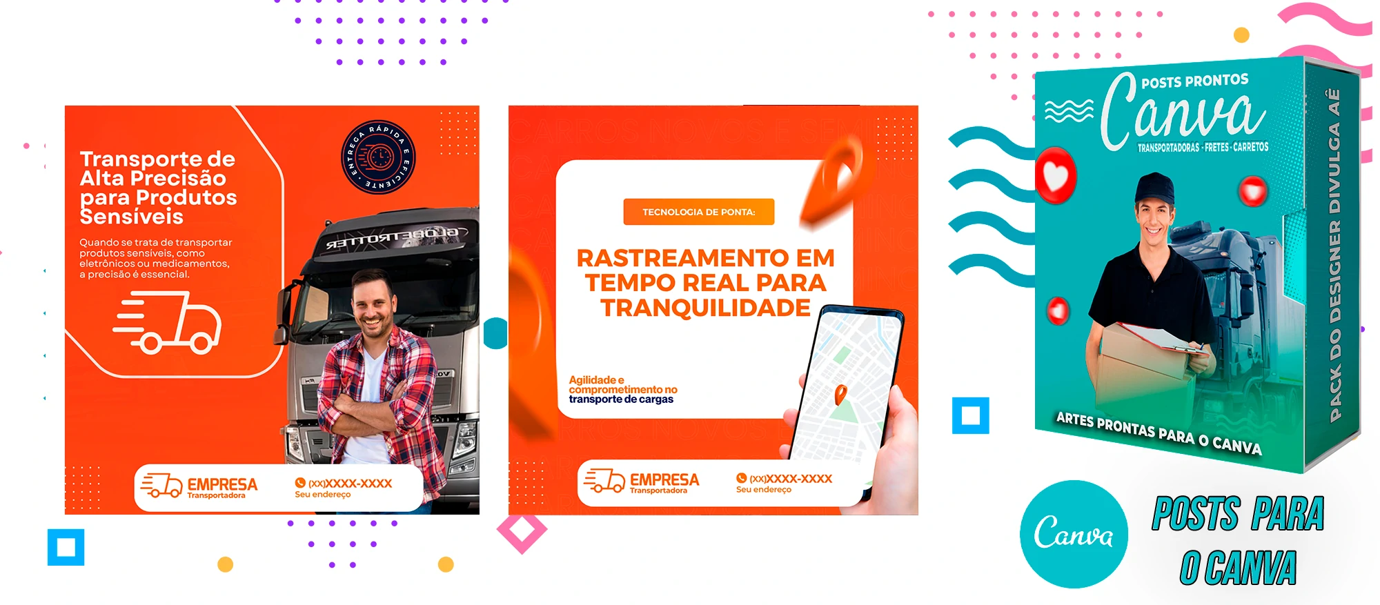 Pack de Posts Prontos - Transportadoras - Fretes - Carreto no Canva + Legendas - Imagem 3
