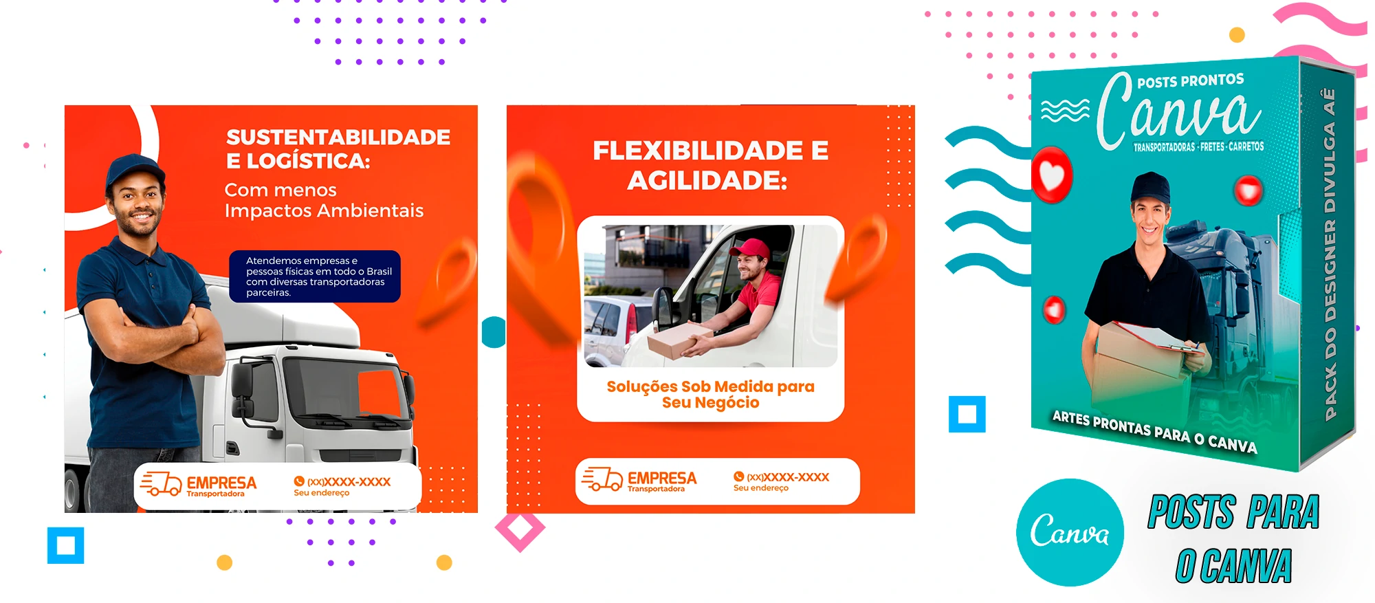 Pack de Posts Prontos - Transportadoras - Fretes - Carreto no Canva + Legendas - Imagem 8