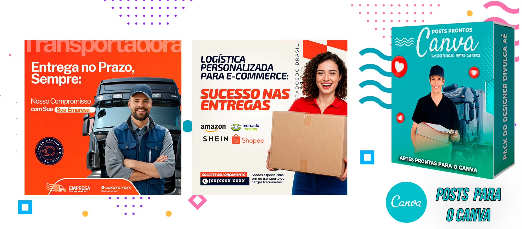 Pack de Posts Prontos - Transportadoras - Fretes - Carreto no Canva + Legendas - Imagem 5