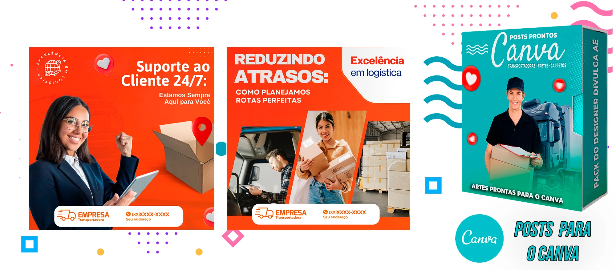 Pack de Posts Prontos - Transportadoras - Fretes - Carreto no Canva + Legendas - Imagem 9