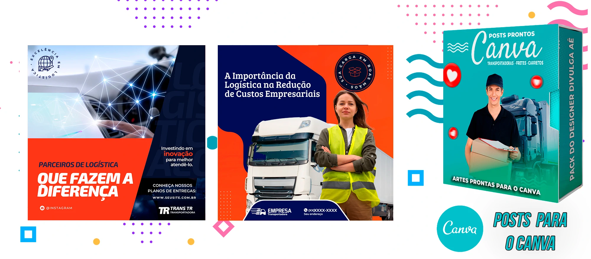 Pack de Posts Prontos - Transportadoras - Fretes - Carreto no Canva + Legendas - Imagem 10