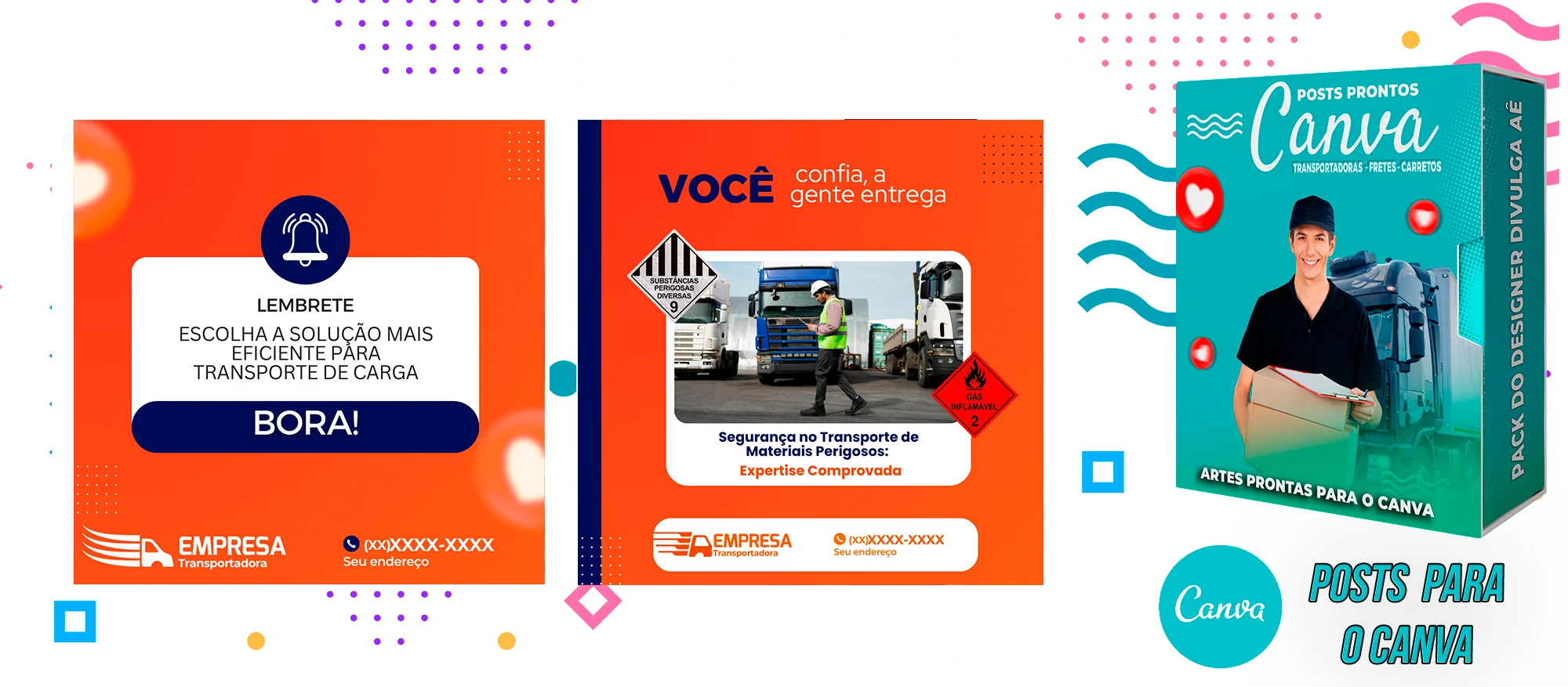 Pack de Posts Prontos - Transportadoras - Fretes - Carreto no Canva + Legendas - Imagem 16