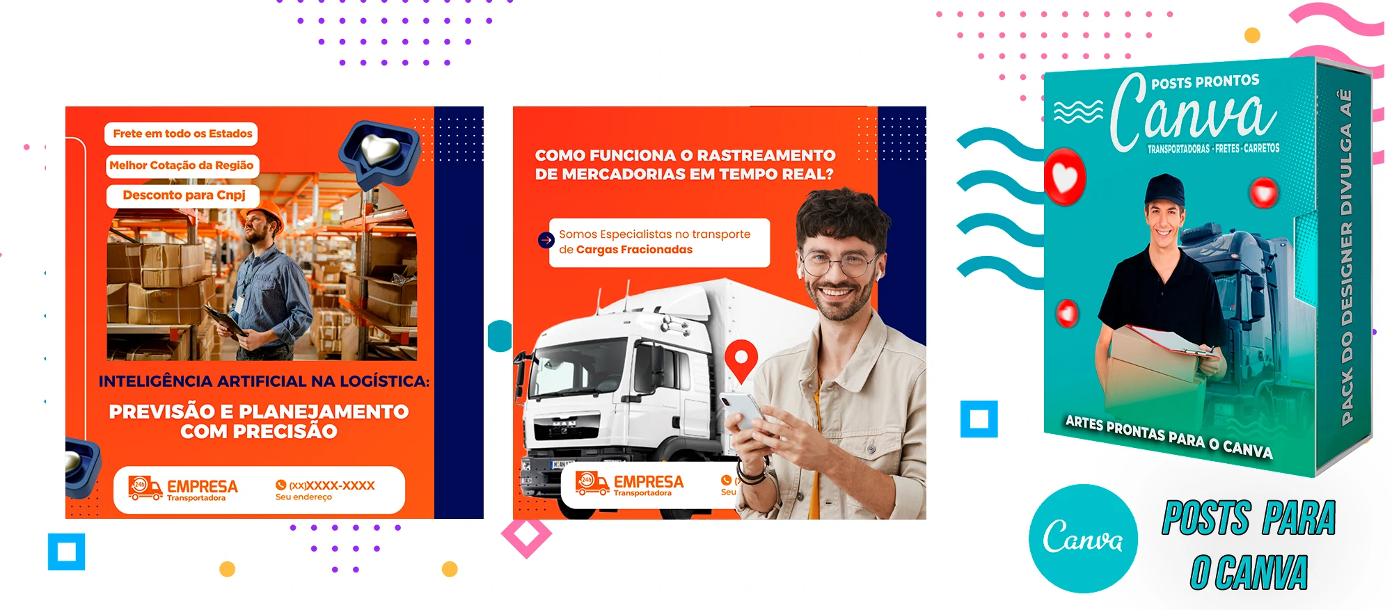 Pack de Posts Prontos - Transportadoras - Fretes - Carreto no Canva + Legendas - Imagem 17