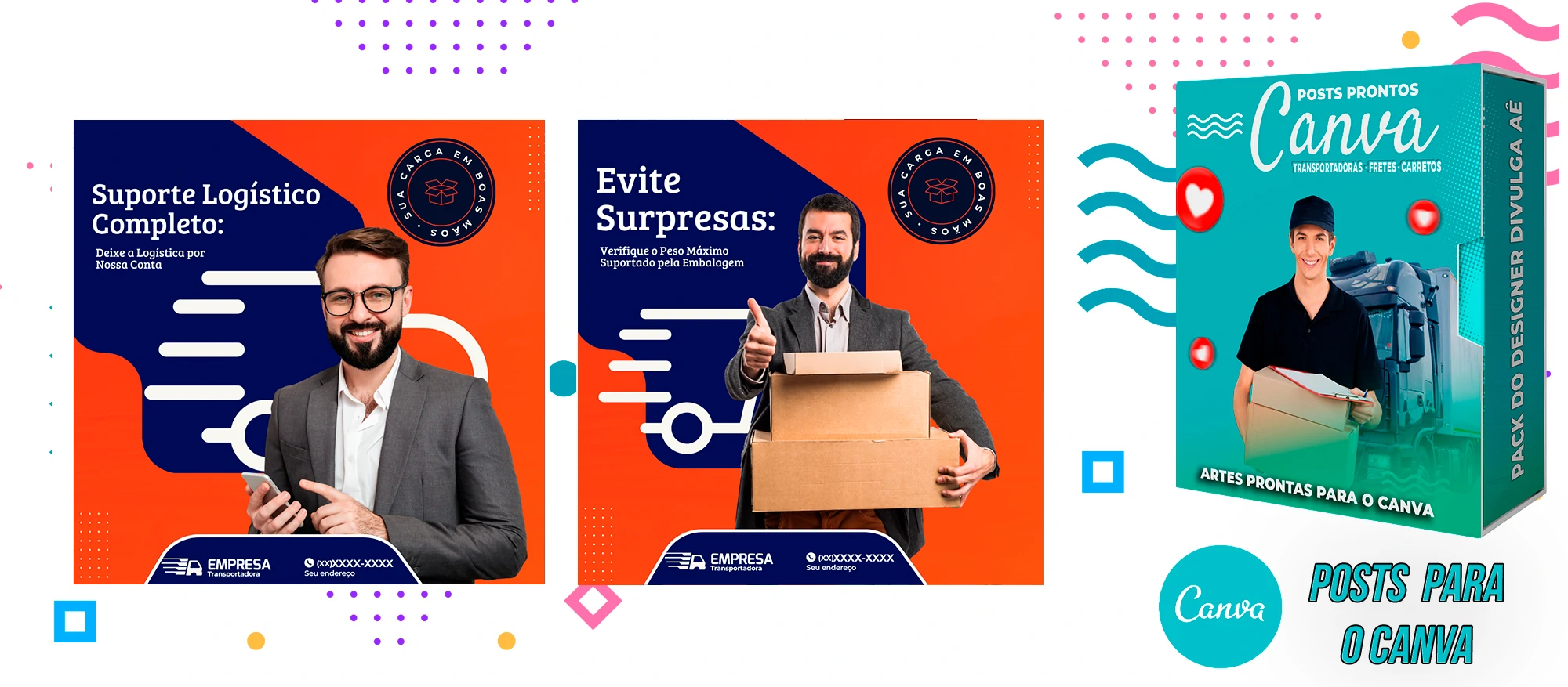 Pack de Posts Prontos - Transportadoras - Fretes - Carreto no Canva + Legendas - Imagem 18
