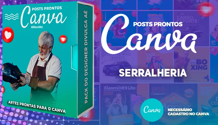 Pack de Posts Prontos para o Canva com Legendas para Serralheria