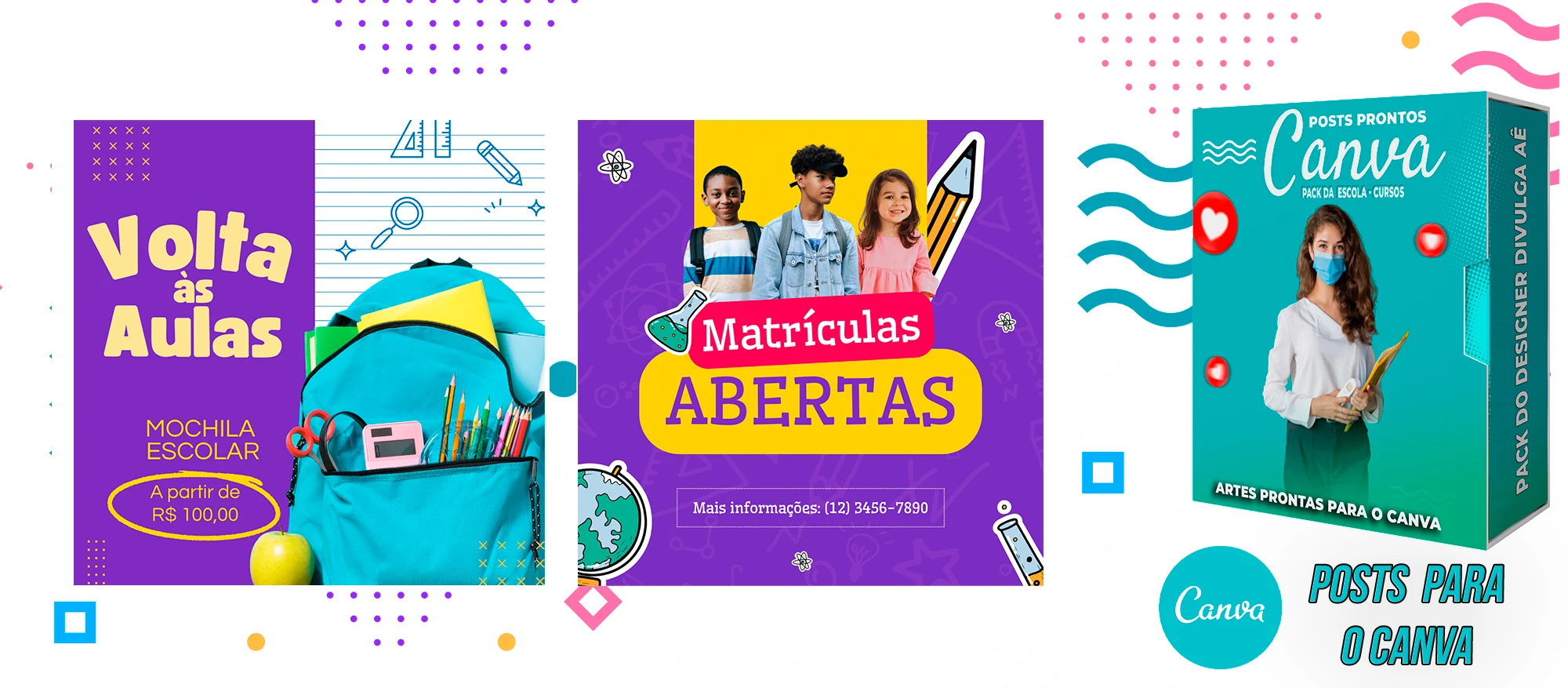 Pack de Posts Prontos para o Canva - Escolas - Escolas Particulares e Cursos + Legendas - Imagem 30