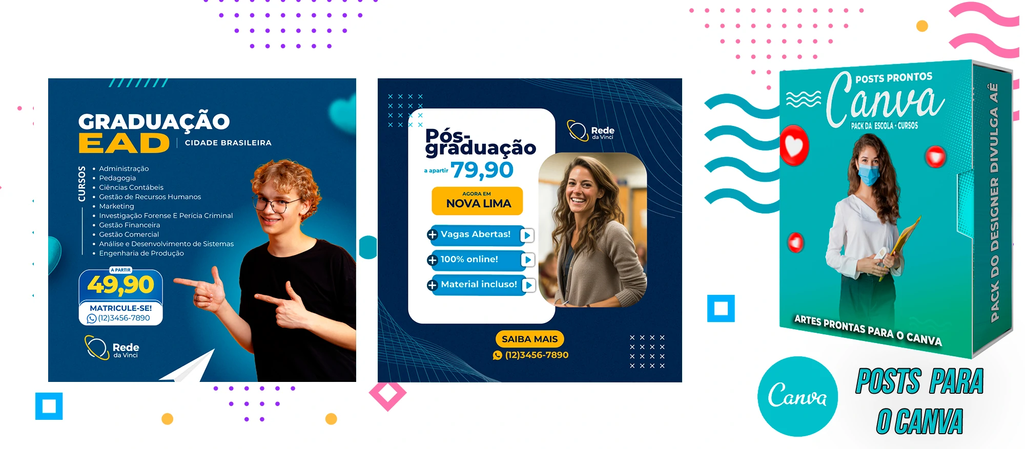 Pack de Posts Prontos para o Canva - Escolas - Escolas Particulares e Cursos + Legendas - Imagem 29