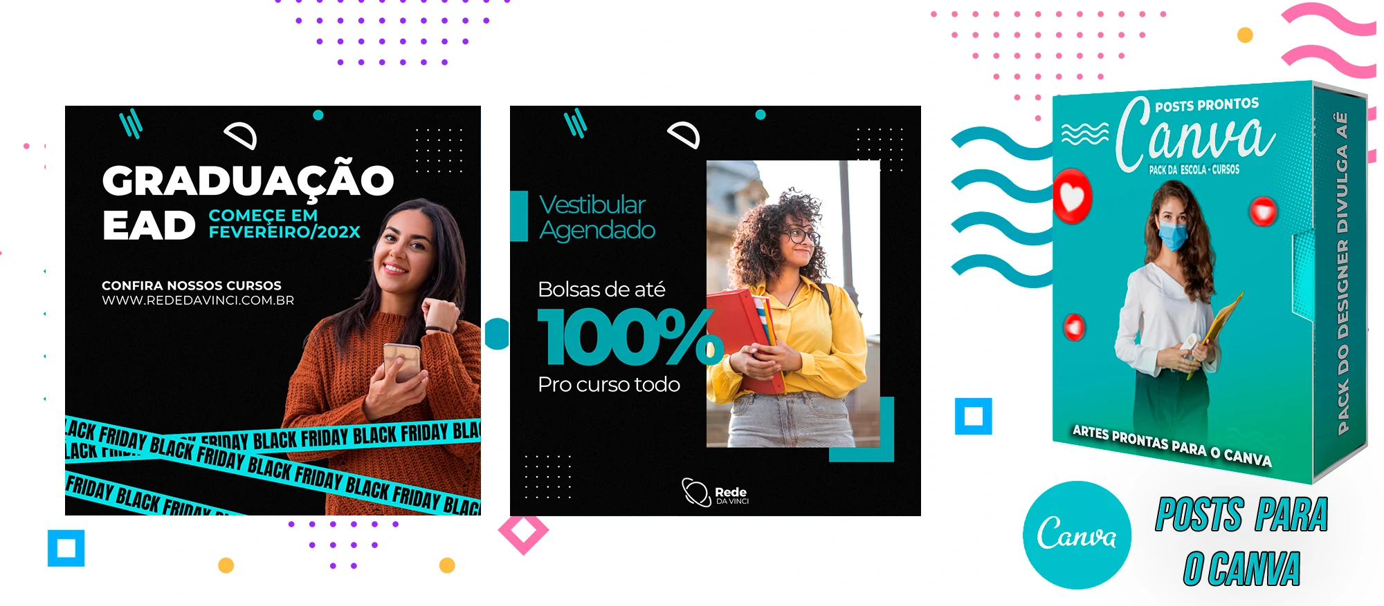 Pack de Posts Prontos para o Canva - Escolas - Escolas Particulares e Cursos + Legendas - Imagem 17