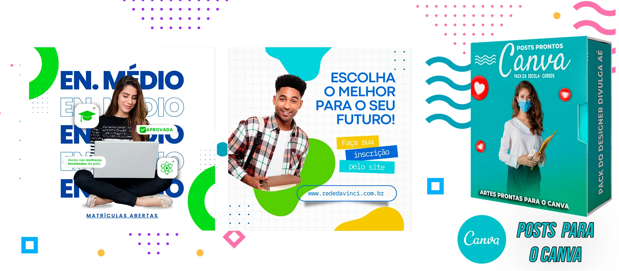 Pack de Posts Prontos para o Canva - Escolas - Escolas Particulares e Cursos + Legendas - Imagem 22