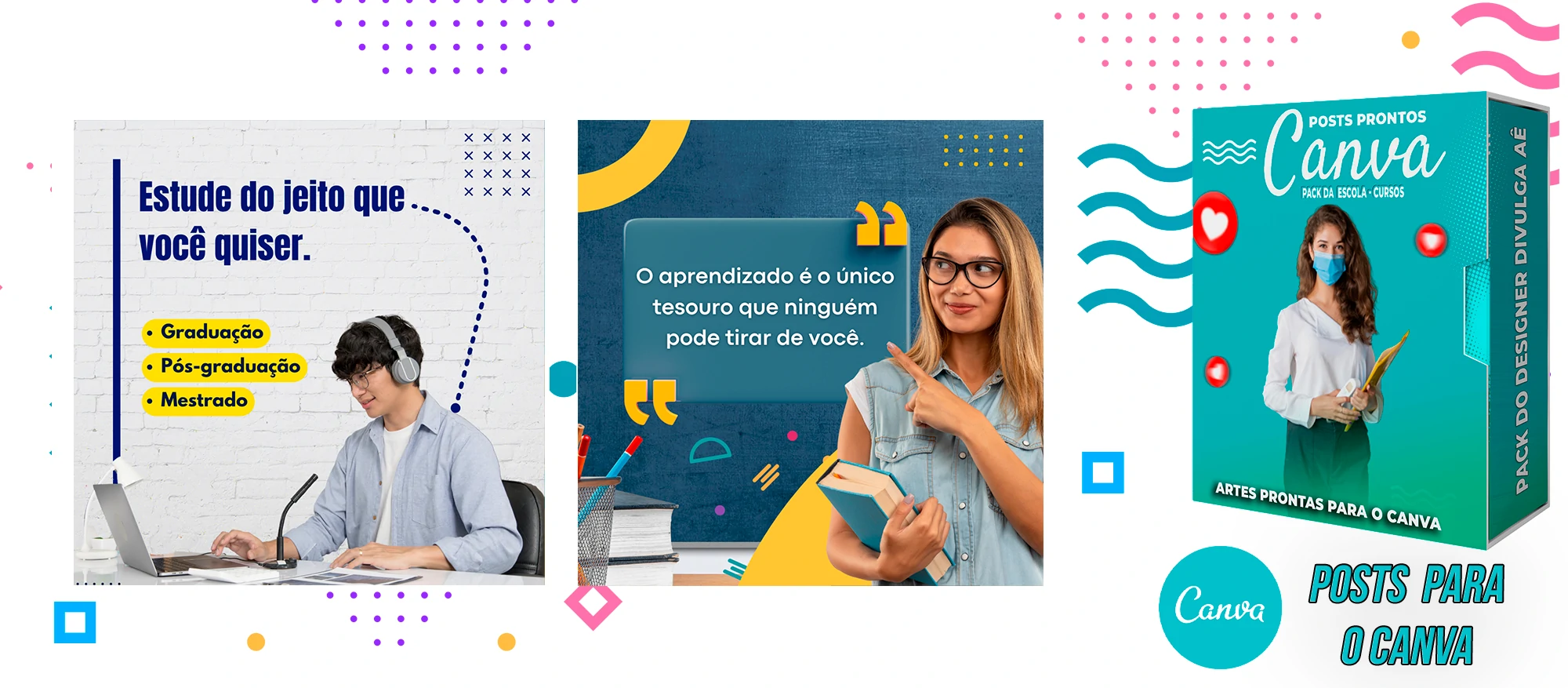 Pack de Posts Prontos para o Canva - Escolas - Escolas Particulares e Cursos + Legendas - Imagem 25