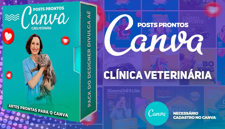 Pack de Posts Prontos para Clínica Veterinária no Canva + Legendas