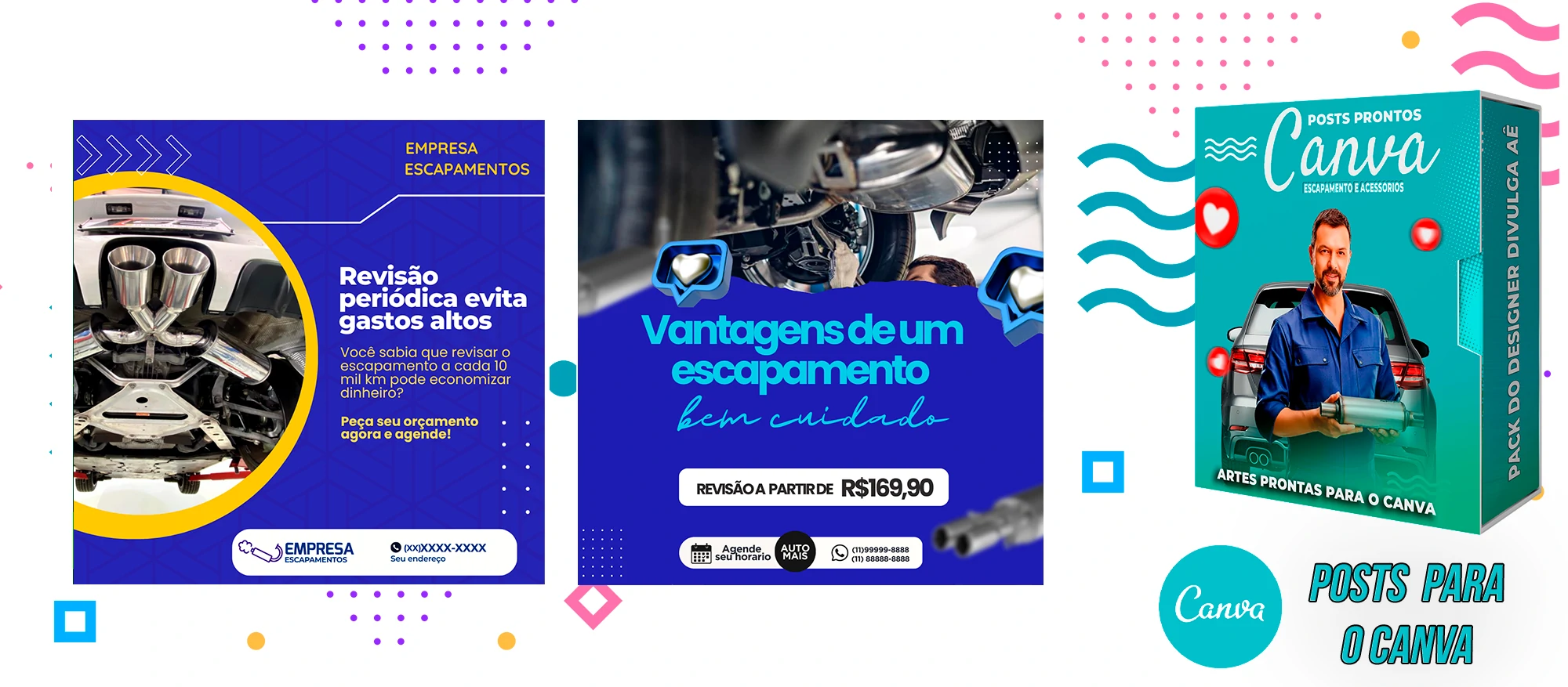 Pack De Posts Prontos para o Canva - Venda e Troca de Escapamento Automotivo com Legendas Prontas - Imagem 8