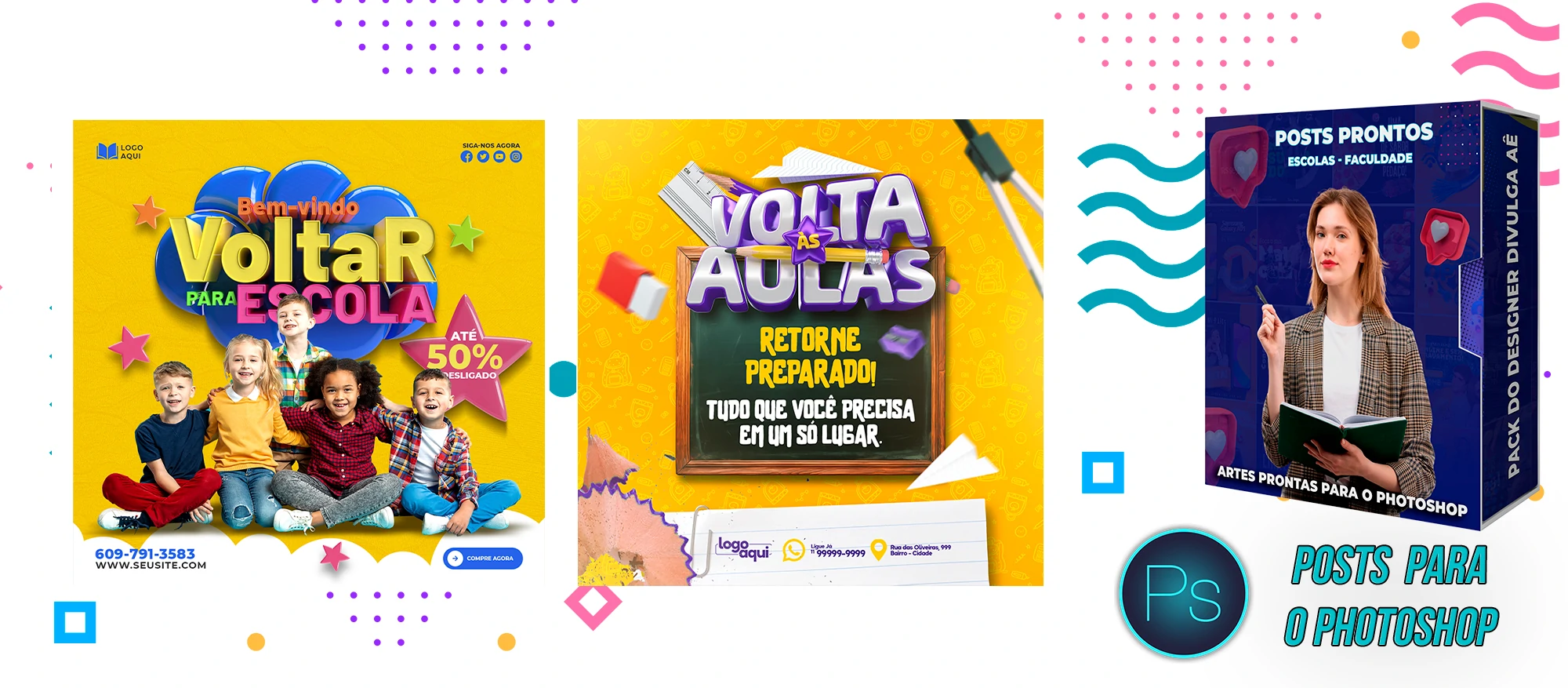 Pack de Posts Prontos - Escolas Particulares e Faculdades no Photoshop - Imagem 4