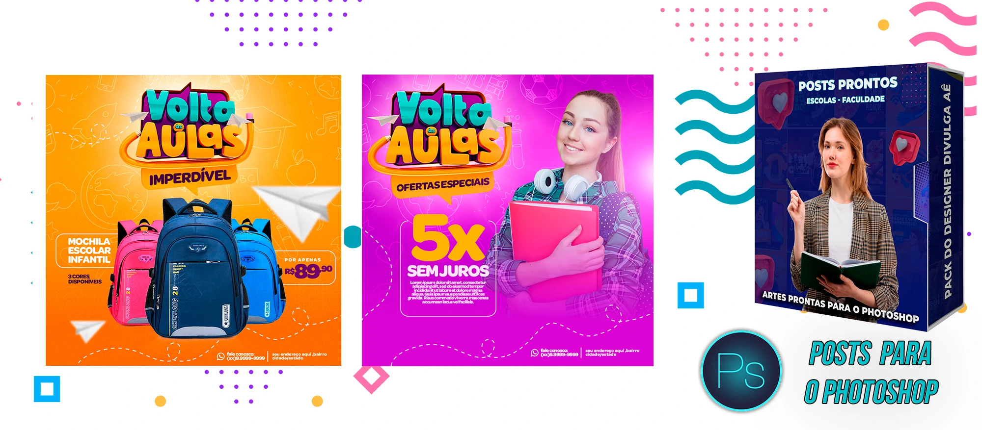 Pack de Posts Prontos - Escolas Particulares e Faculdades no Photoshop - Imagem 3